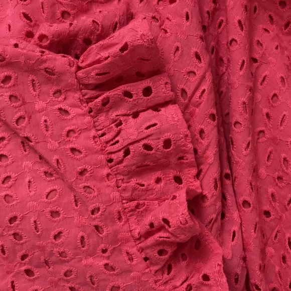 Cotton Eyelet California Romper Dress with Pockets - Coral Rose - Shorts Lined - Picture 7 of 9